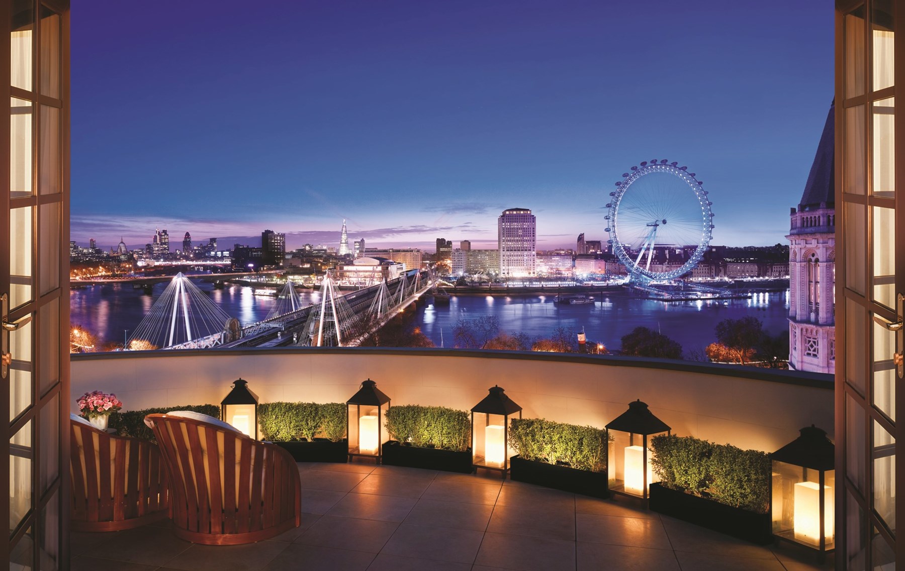 UK Corinthia Hotel London Nightime Terrace