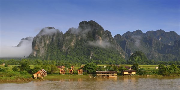 LAOS Vang Vien Huts On The River