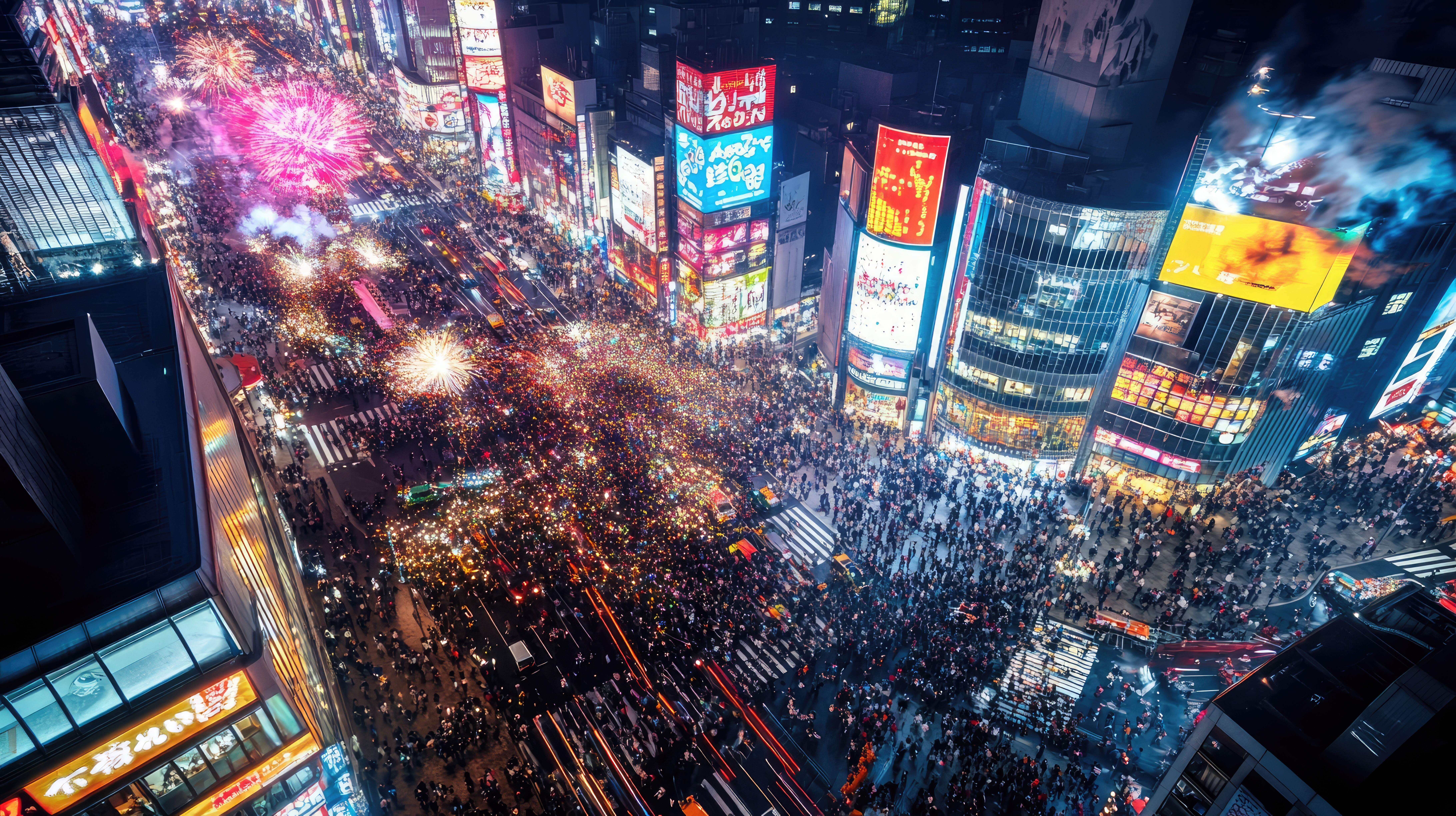 New Year's Eve Countdown at Shibuya Crossing, Tokyo, Japan