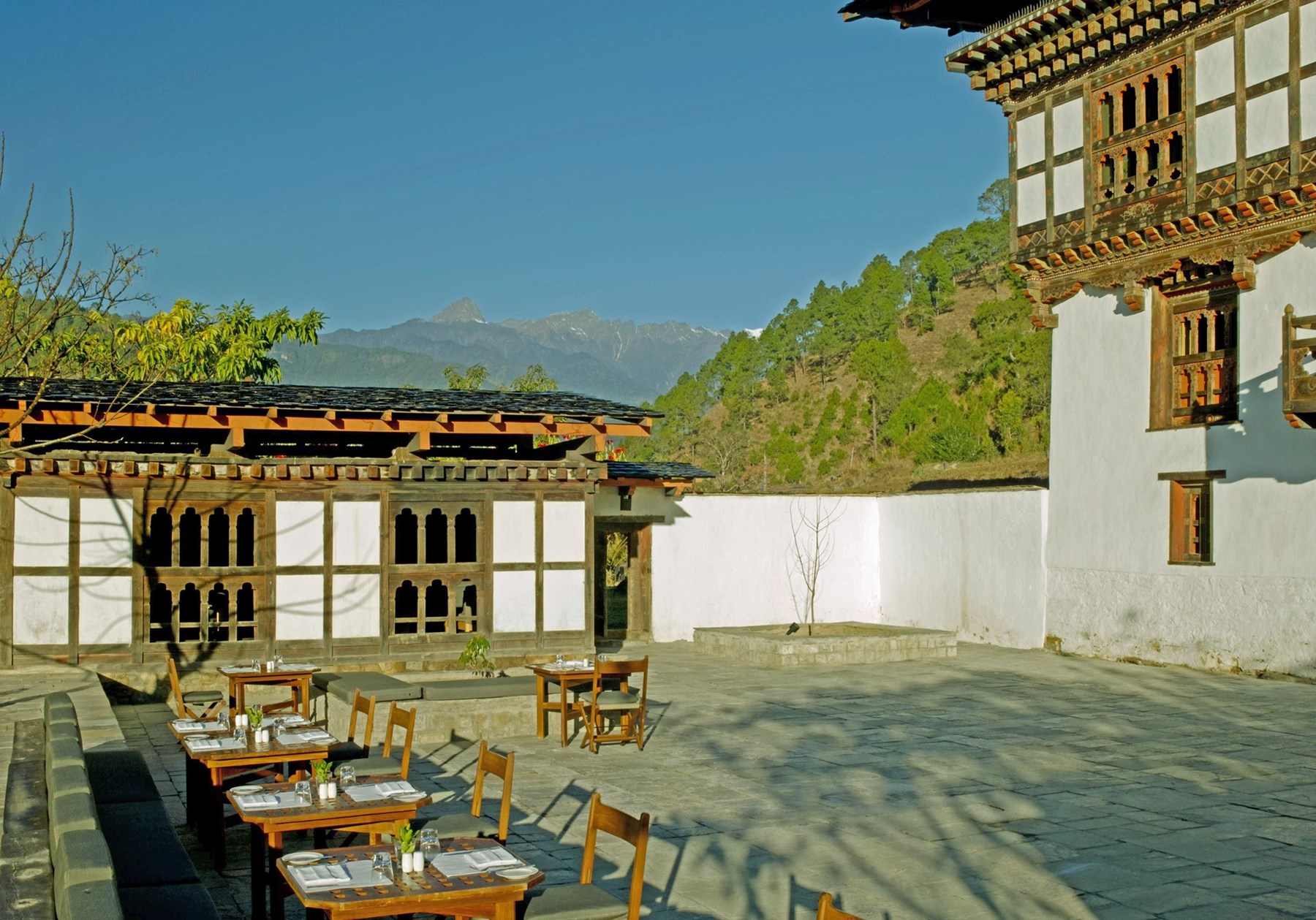 BHUTAN - Breakfast in the Amankora Punakha Courtyard
