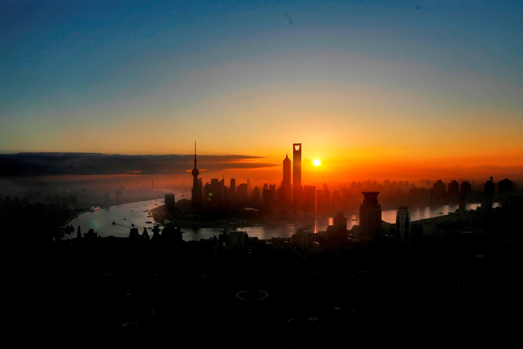 CHINA - Shanghai, River view sunrise