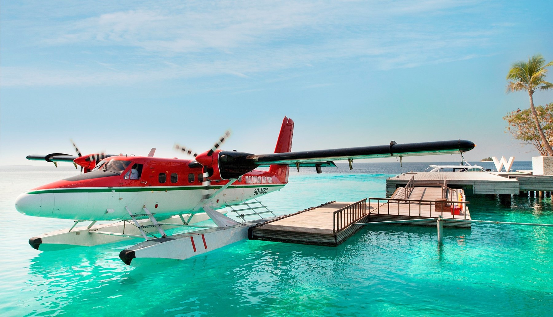 MALDIVES - Seaplane at Welcome Jetty - W Retreat Maldives