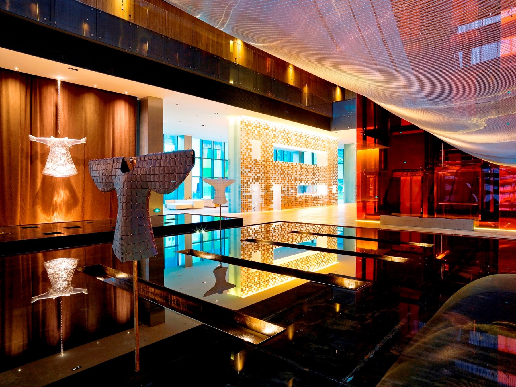 CHINA The Opposite House Atrium Water Feature Evening View