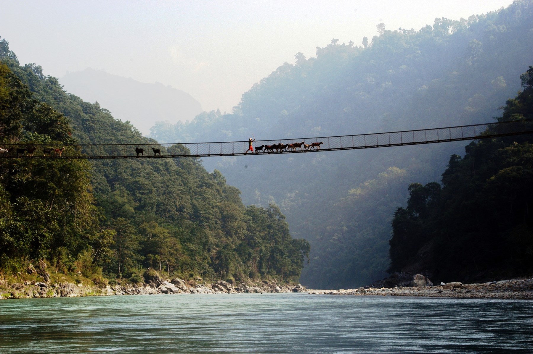 NEPAL Suspension Bridge On The Seti River