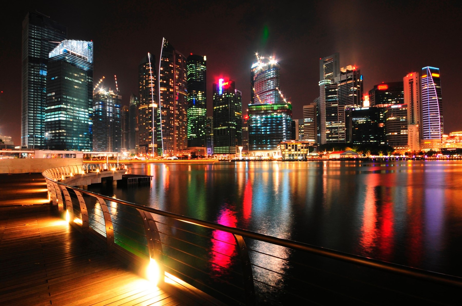 SINGAPORE View Of The Singapore Skyline From The Marina Promenade