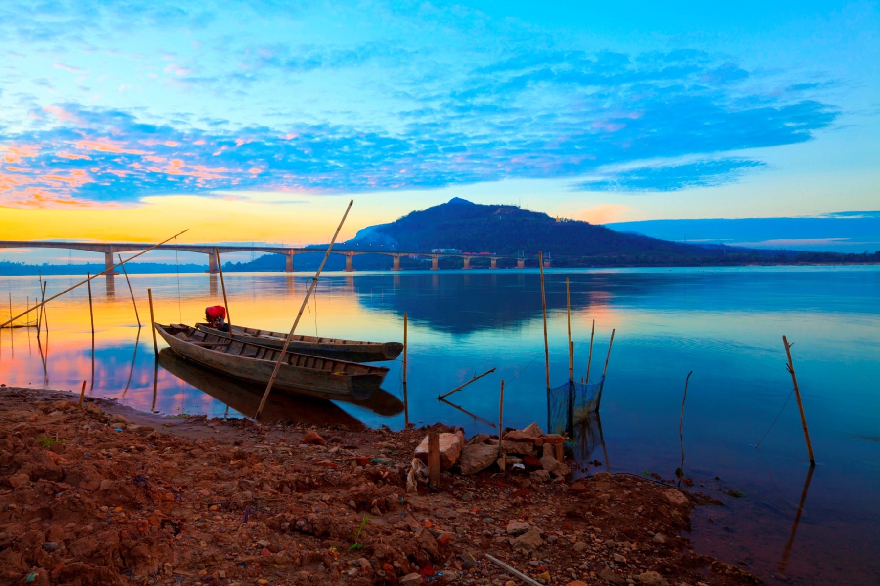 LAOS Boats On The Mekong River