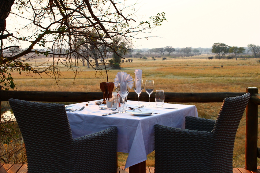 Nambwa Tented Lodge Bwabwata National Park Namibia 16 Nambwa Dining With Elephants In Full Viewjpg