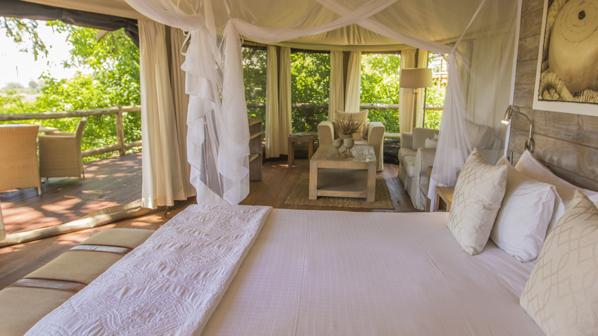 Nambwa Tented Lodge Bwabwata National Park Namibia 6 Nambwa Tented Suite Bedroom With Lounge