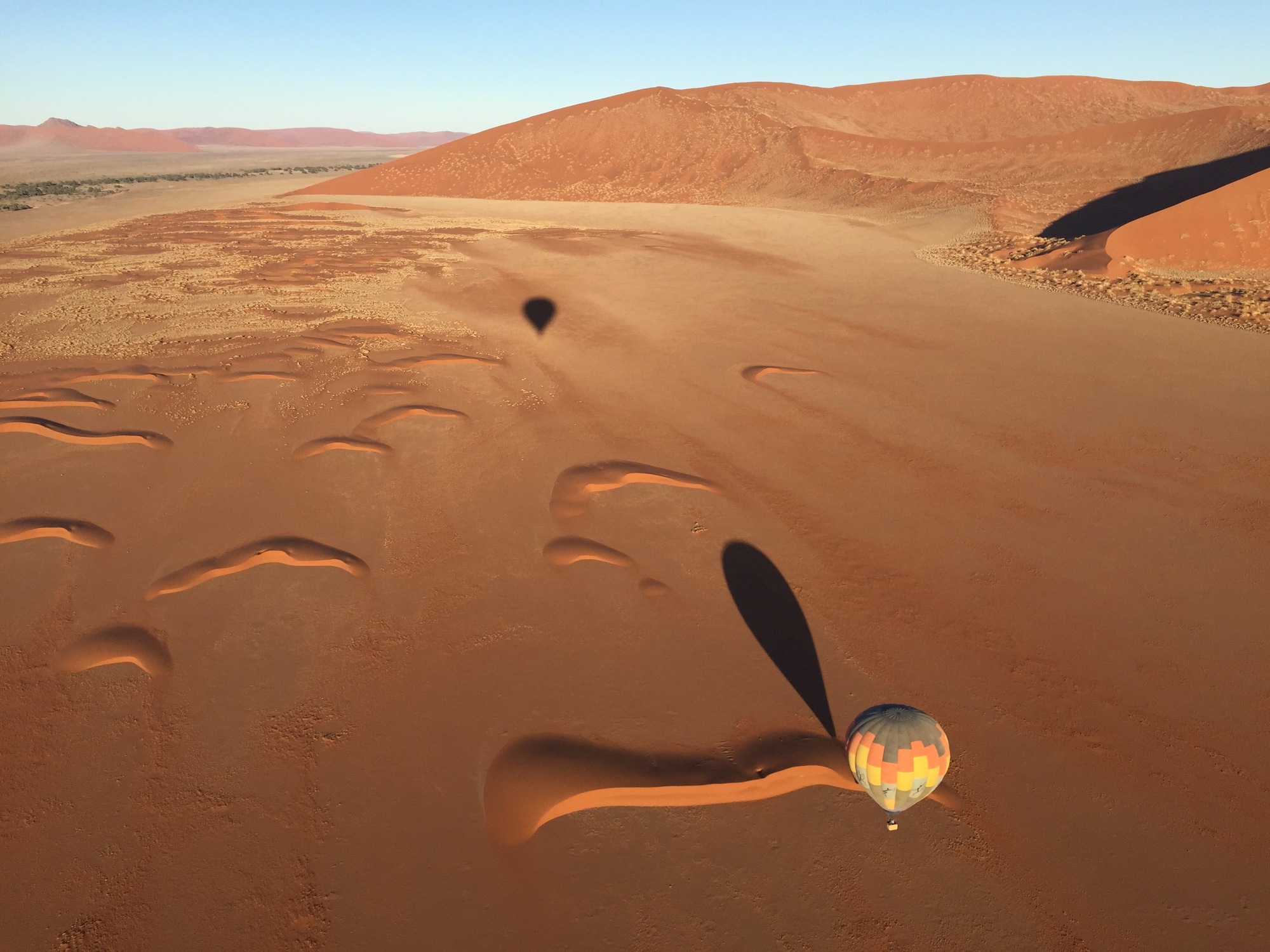 Namibia Namib Sky Balloon And Shadow In Dunes